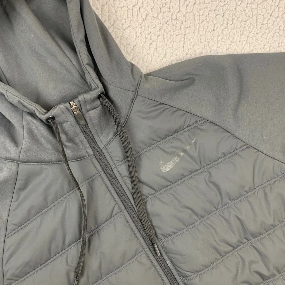 Nike Therma Fit‎ Men's Gray Full Zip Hoodie Jacket Large Lightweight Athleisure